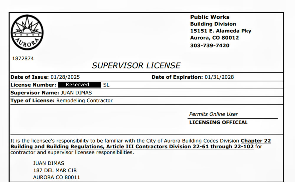 Remodeling Contractor License