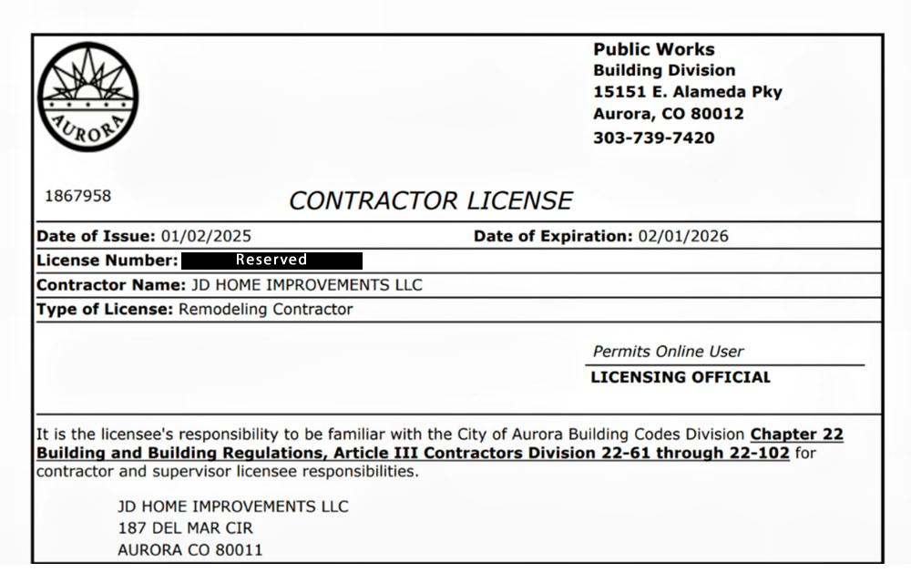 Remodeling Contractor License